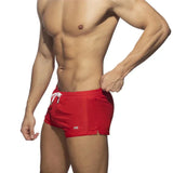 New Mens Swimming Trunks Classic Solid Color Three Point Quick Drying Swimming Trunks Low Waist Sexy Beach Surfing Sports Shorts