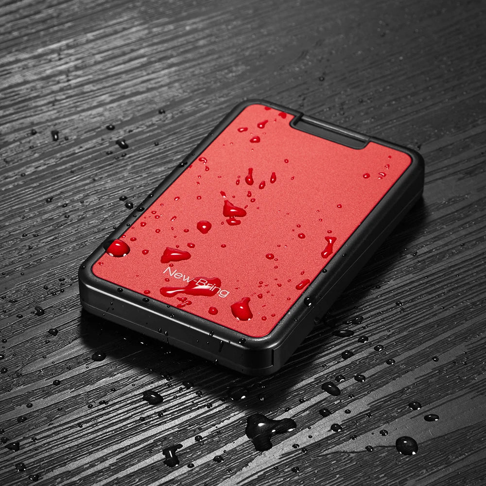 NewBring Card Holder RFID Blocking Sliding Wallet Card Holder Plastic Card Money Purse Carbon Fiber For Men Women Male Female