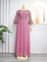 Plus Size African Party Dresses for Women 2023 New Fashion Dashiki Ankara Lace Wedding Gowns Elegant Turkey Muslim Maxi Dress