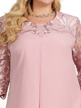 Plus Size Summer Dresses for Women 2023 Embroidery Floral Patchwork Formal Dress Loose Wedding Party Banquet Prom Women Clothing