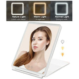 Portable Foldable Travel Makeup Mirror With Led Light Infinity Bedroom Tocador Vanity Mirrors Cute Make Up Tools Accessories