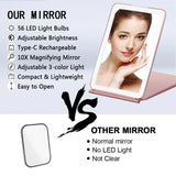 Portable Foldable Travel Makeup Mirror With Led Light Infinity Bedroom Tocador Vanity Mirrors Cute Make Up Tools Accessories