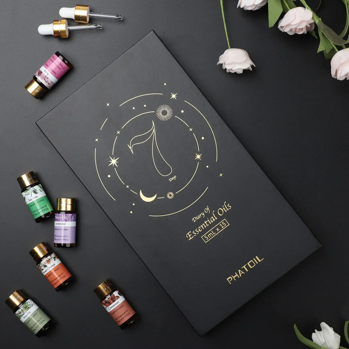 (Pack of 15) Pure Essential Oils Gift Set Natural Plant Aroma Essential Oil Diffuser Eucalyptus Vanilla Mint Lavender Rose Tea Tree Oil