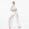 Dance Suit Women Elegant Classical Modern Contemporary Lyrical Dance Practice Mesh Tops Pants Suit Ballet Performance Wear