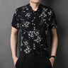 Summer Shirts for Men Short Sleeve Striped Vintage New in Tees Loose Ice Silk Graphic Printed Fashion Polo Collar Casual Tops