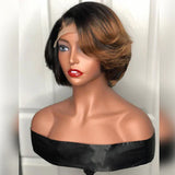 Short Bob Honey Blonde Ombre Colored Wig Straight 13X4 Lace Front Human Hair 4X4 Closure Frontal Wigs For Black Women Prepucked