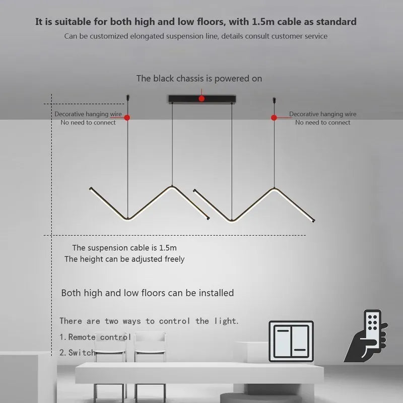 Modern LED Pendant Light Nodic Gold Hanging Chandelier For Tubular Restaurant Kitchen Office Coffee Indoor Decorative Lamps