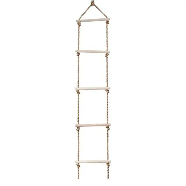 Kids Fitness Toy Wooden Rope Ladder Multi Rungs Climbing Game Toy Outdoor Training Activity Safe Sports Rope Swing Swivel Rotary