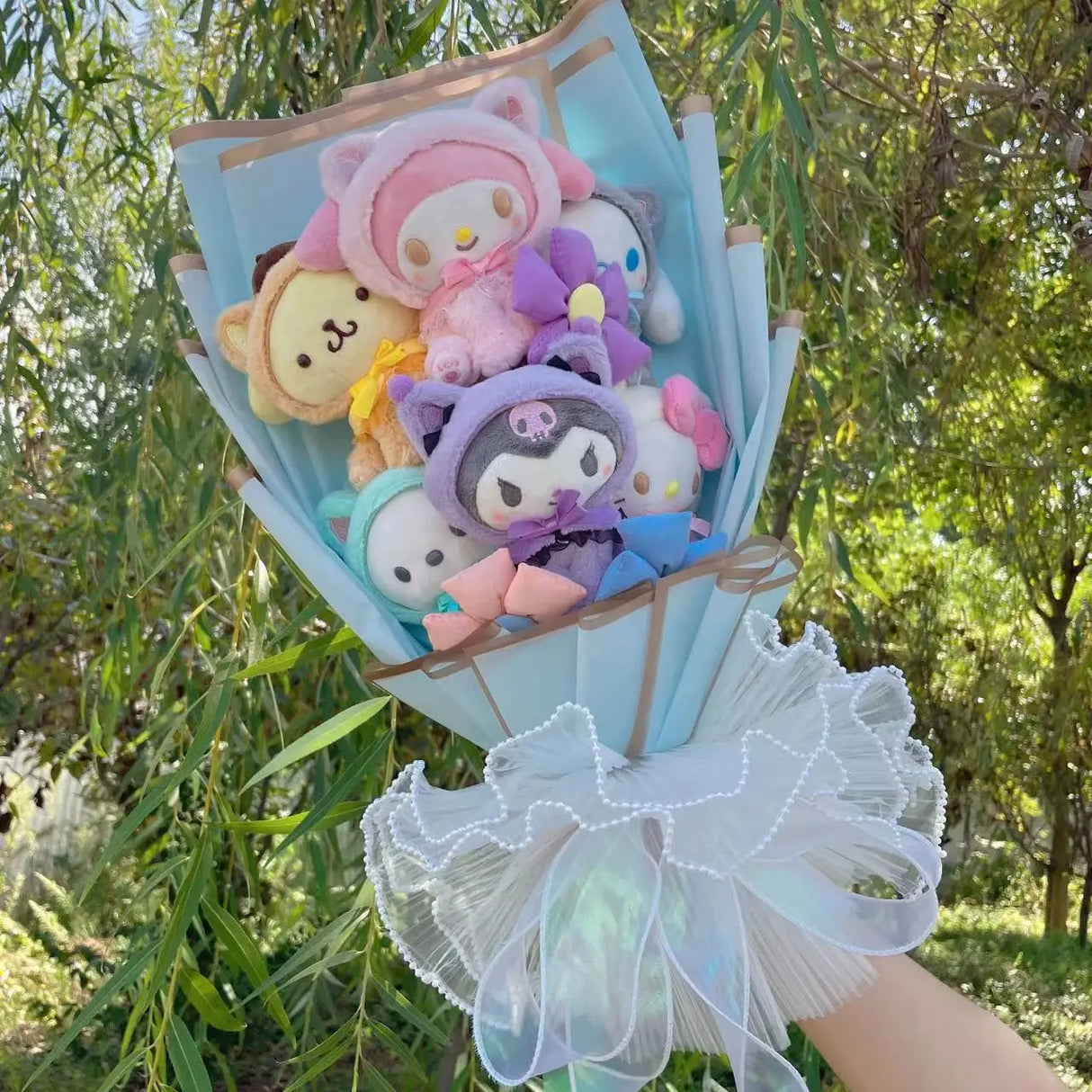 Christmas Gifts Cartoon Sanrio Plush Bouquet My Melody Kuromi Cinnamoroll Kt Cat Plush Doll Toy Valentine Graduation Gifts