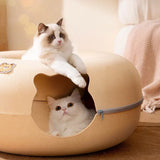 Donut Cat Bed Hiding House Indoor Tunnel Toys Pet Products Houses And Habitats Kittens Goods Removable Cat Bed Nest Accessories