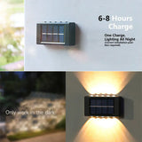 (Pack of 16) Solar Wall Light Warm Light Up and Down Auto Working 10LED Texture Black Shell House/garden/porch Lighting Light