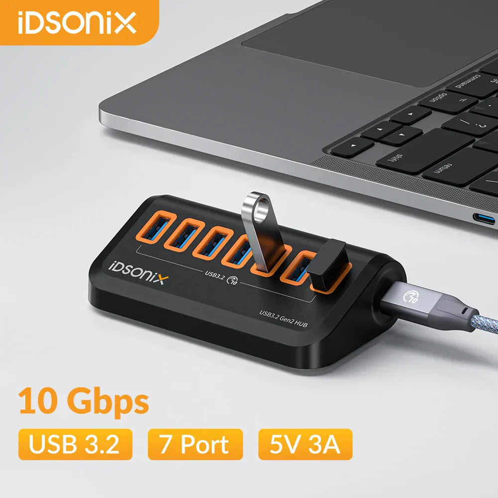 IDsonix USB Splitter USB 3.2 Hub 10Gbps Type C Adapter Multi Ports USB 3.0 Docking Station Hub for Surface Macbook Laptop PC Hub