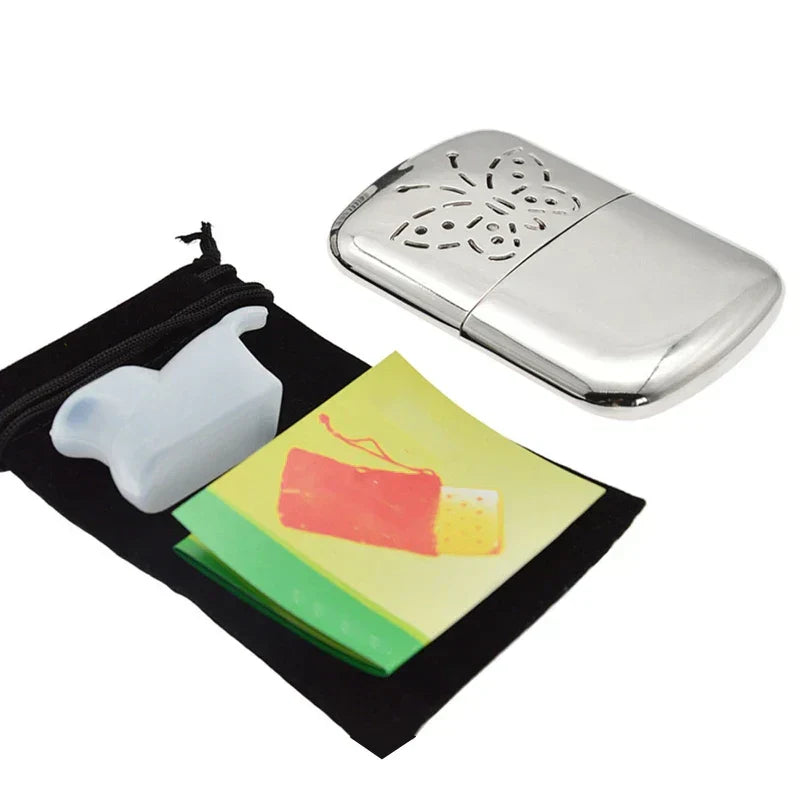 (Pack of 2) Zinc Alloy Pocket Hand Warmer Outdoor Small Handy Warmer Heater Handy Ultralight Heater for Hiking Fishing Portable