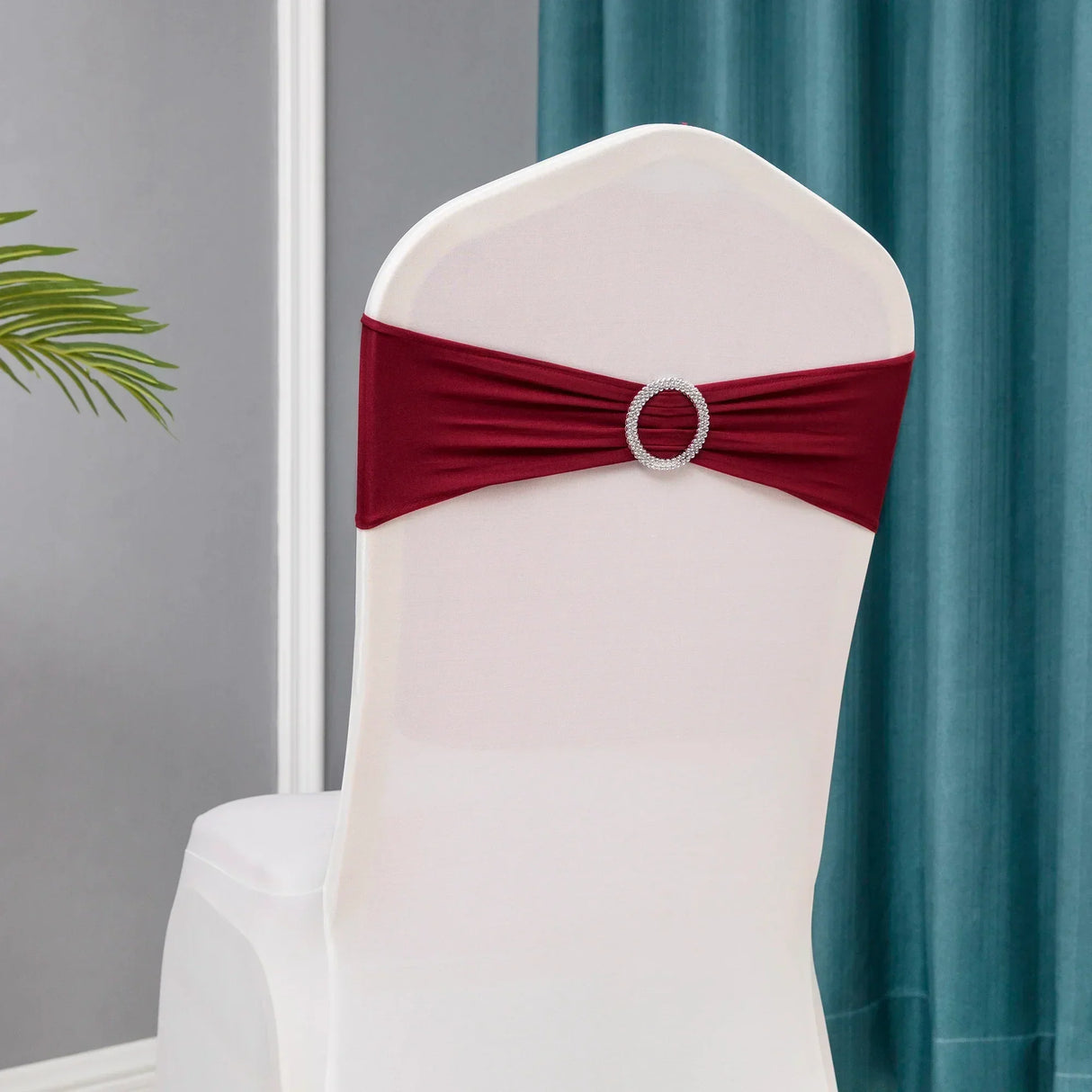 (Pack of 50) /lot Stretch Lycra Spandex Chair Covers Bands With Buckle Slider For Wedding Decorations Wholesale Chair Sashes Bow