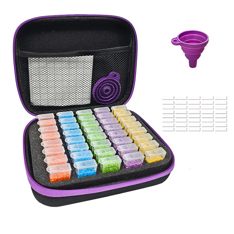 (Pack of 40) Diamond Painting Tool Set Storage Bag 30/ Round/Square Bottles Container Sticker Funnel Diamond Embroidered Accessories