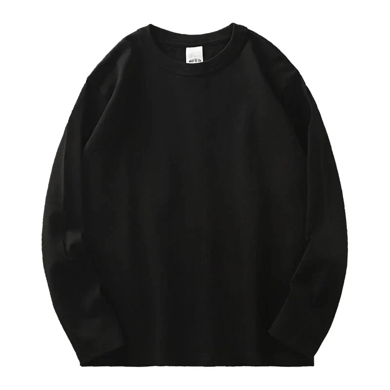 Dukeen 11.2 Oz Heavyweight Autumn Long Sleeved T Shirt for Men 100%Cotton Plain Shirt O-Neck White Tops Oversized Men's Clothing