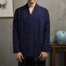 Linen Shirt Jacket Men Spring Autumn Two-layer Shirt Vintage Chinese Style Long Sleeve Shirts Male
