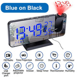 LED Digital Alarm Clock Bedroom Electric Alarm Clock with Projection FM Radio Time Projector Bedroom Bedside Clock