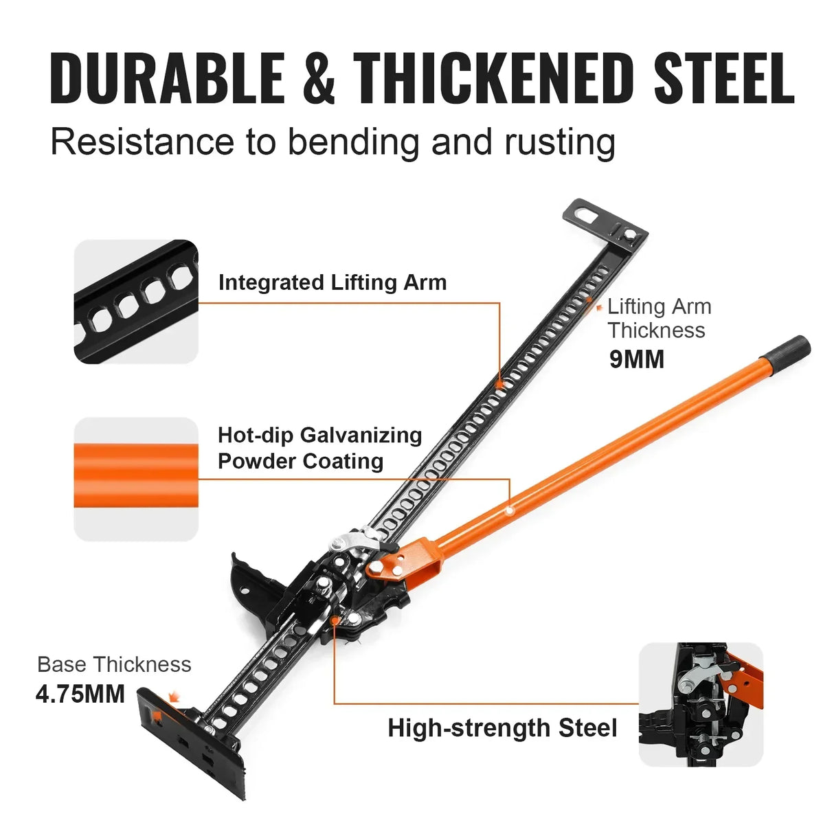 VEVOR High Lift Farm Jack 48"/60" Utility Farm Jack 7000 lbs Capacity Road Utility Jack Heavy-Duty Farm Jack for Tractor Truck