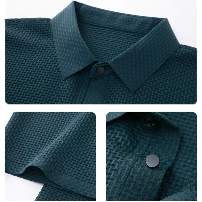 '-VIP Link2 , Upto 5XL Summer New Men's Lop-up Hollow Short-sleeved Polo Shirt Ice Silk