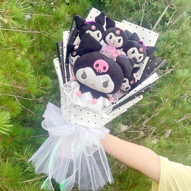 Christmas Gifts Cartoon Sanrio Plush Bouquet My Melody Kuromi Cinnamoroll Kt Cat Plush Doll Toy Valentine Graduation Gifts