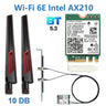 Intel AX210 WiFi Card 5374Mbps Bluetooth 5.3 Wi-Fi 6E Adapter 2 In 1 Desktop Kit 10DBi Antennas 802.11ax 2.4G/5Ghz/6Ghz For PC