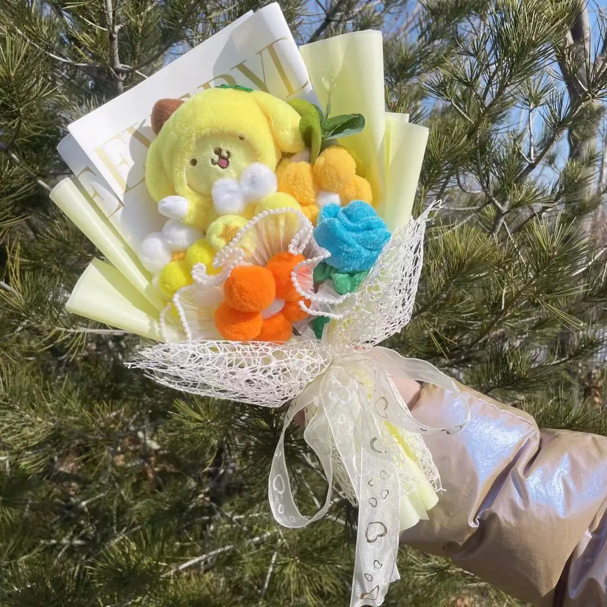 Christmas Gifts Cartoon Sanrio Plush Bouquet My Melody Kuromi Cinnamoroll Kt Cat Plush Doll Toy Valentine Graduation Gifts