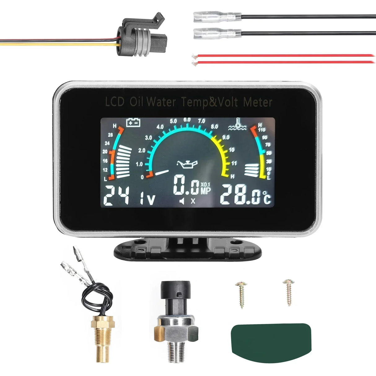 3-in-1 Car LCD Meter Digital Oil Pressure Voltage Water Temperature Gauge Universal Instrument 9-36V for Car Truck SUV RV