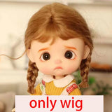 Doll Wig Bangs Ponytail Curly Soft Mohair Wig Suitable for Ob11, 1/12bjd, 1/8BJD Doll Wig Doll Accessories