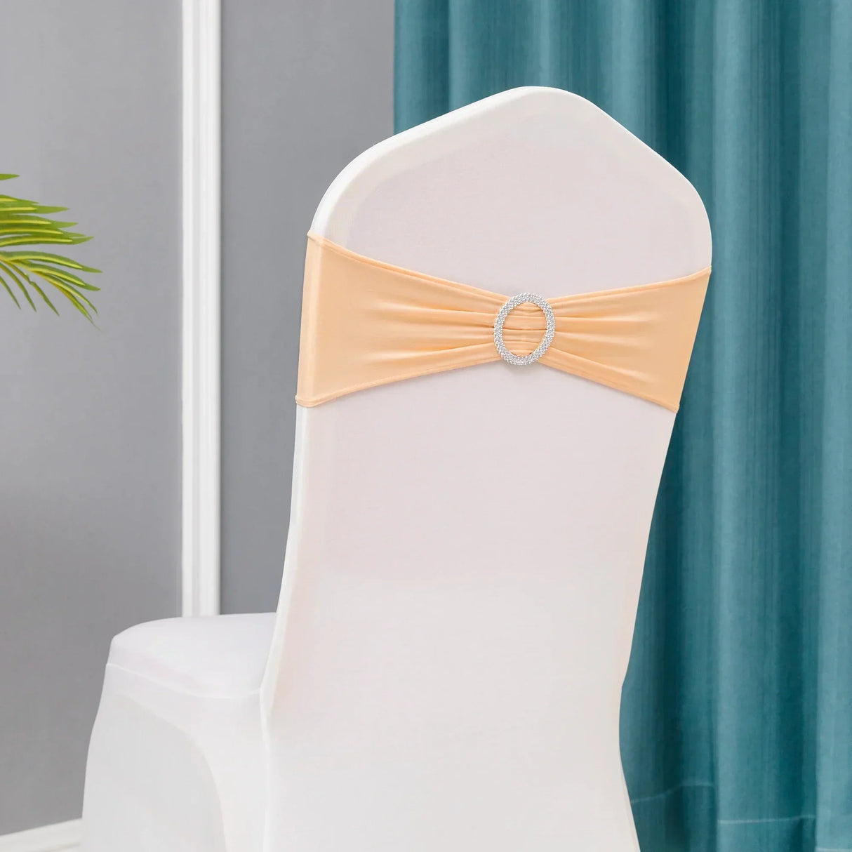 (Pack of 50) /lot Stretch Lycra Spandex Chair Covers Bands With Buckle Slider For Wedding Decorations Wholesale Chair Sashes Bow