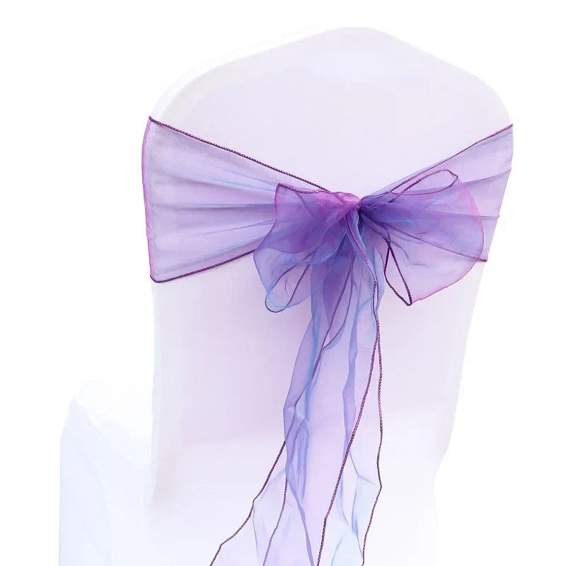 (Pack of 50) /lot Wedding Chair Decoration Organza Chair Sashes Knot Bands Chair Bows For for Wedding Party Banquet Event Chair Decors