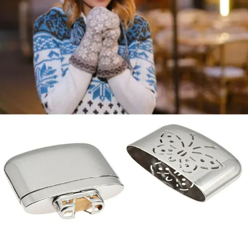(Pack of 2) Zinc Alloy Pocket Hand Warmer Outdoor Small Handy Warmer Heater Handy Ultralight Heater for Hiking Fishing Portable