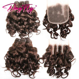 Hair Bundles With Closure Natural Brazilian Hair Weave Bundles With Closure 4x4 Short Ombre Loose Wave Bundles With Lace Closure