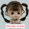 Doll Wig Bangs Ponytail Curly Soft Mohair Wig Suitable for Ob11, 1/12bjd, 1/8BJD Doll Wig Doll Accessories
