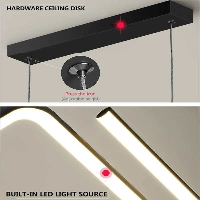 Modern LED Pendant Light Nodic Gold Hanging Chandelier For Tubular Restaurant Kitchen Office Coffee Indoor Decorative Lamps