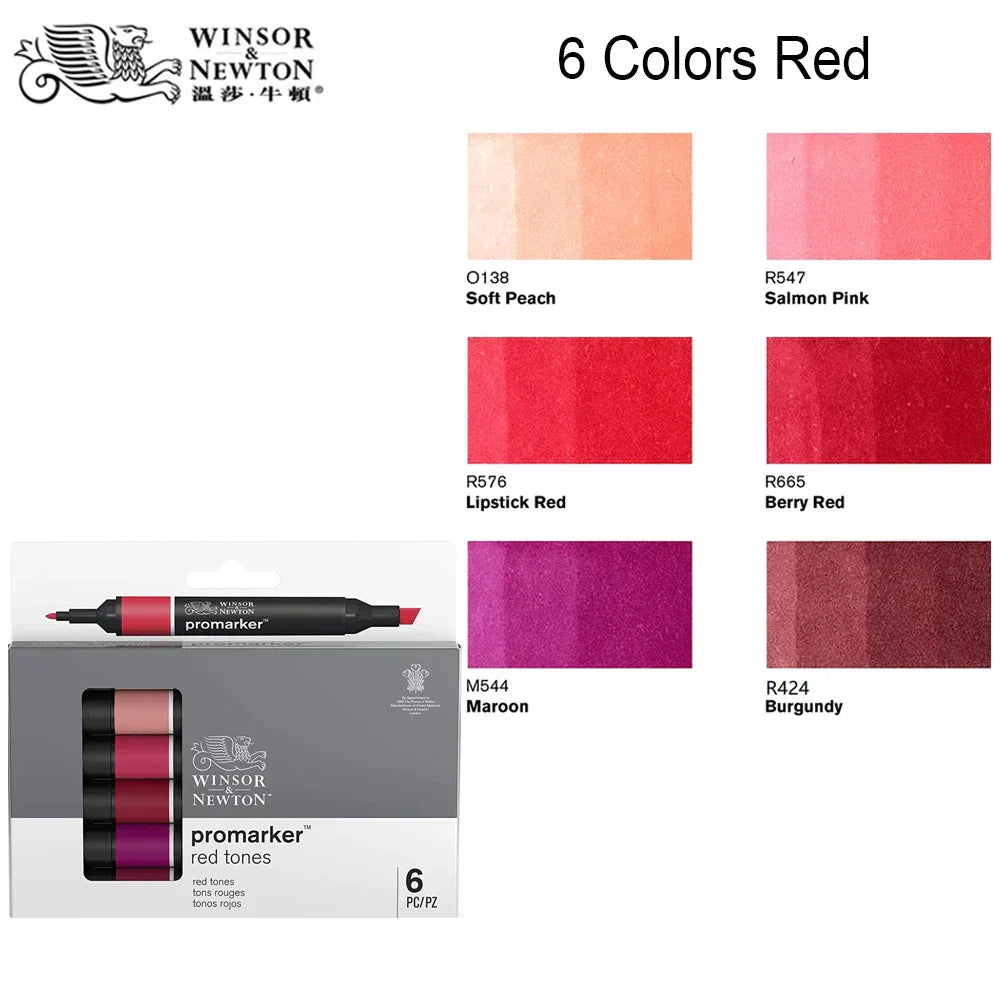 WINSOR&NEWTON 6/12 Colors ProMarkers Alcohol base ink Twin tips Professional Art Marker Pen Drawing Supplies