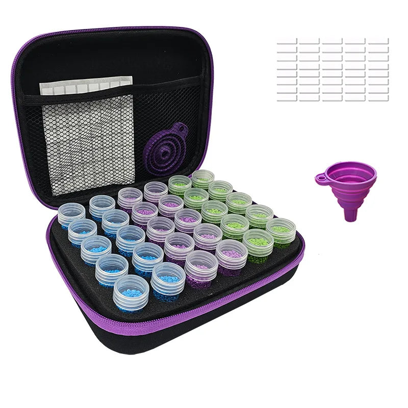 (Pack of 40) Diamond Painting Tool Set Storage Bag 30/ Round/Square Bottles Container Sticker Funnel Diamond Embroidered Accessories