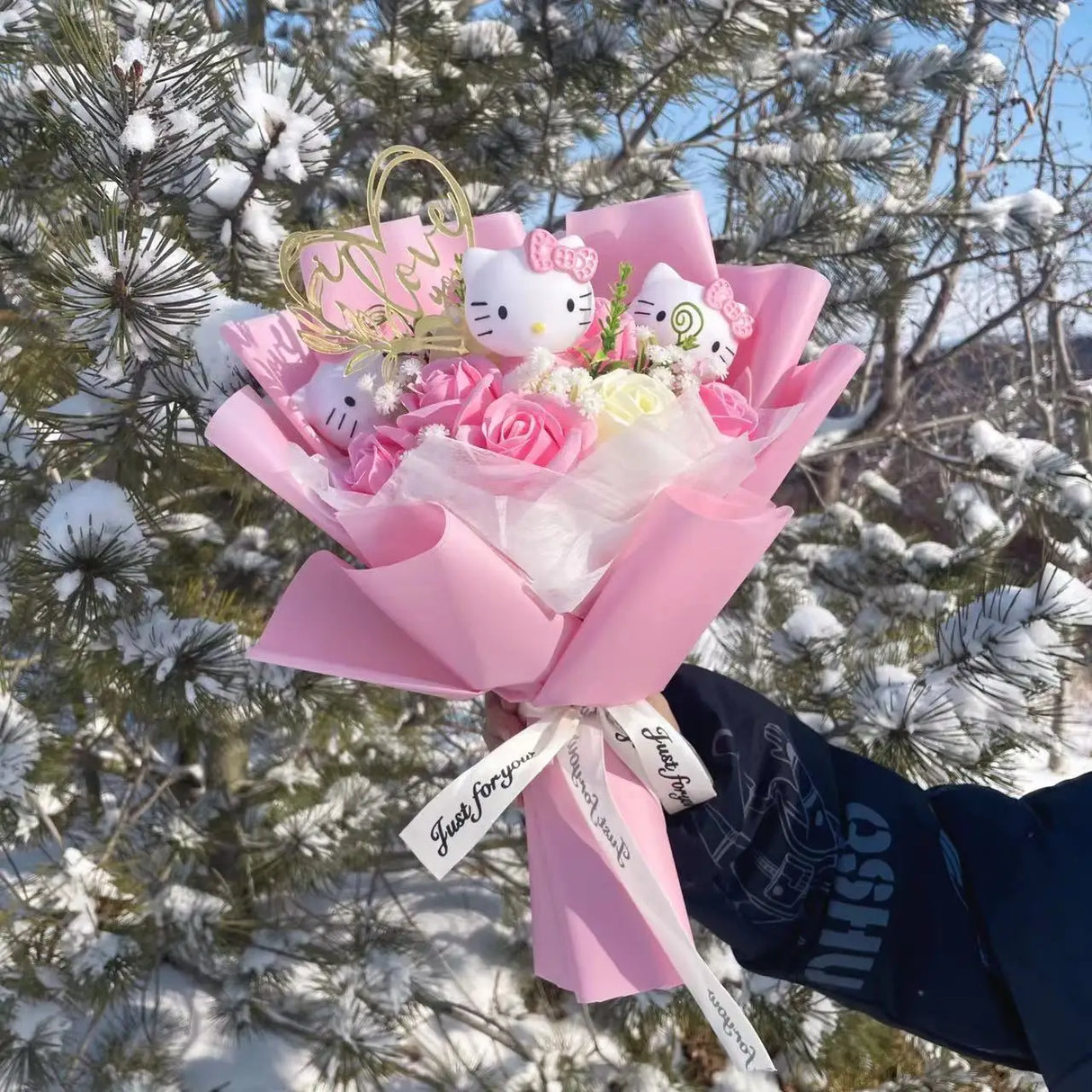 Kawaii Hello Kitty Cat Plush Dolls Rose Soap Flowers Bouquet Christmas Valentine's Day Birthday Graduation Gifts