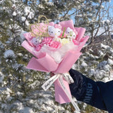 Kawaii Hello Kitty Cat Plush Dolls Rose Soap Flowers Bouquet Christmas Valentine's Day Birthday Graduation Gifts