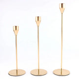 (Pack of 3) /Set Chinese Style Metal Candle Holders Simple Golden Wedding Decoration Bar Party Living Room Home Decor Candlestick