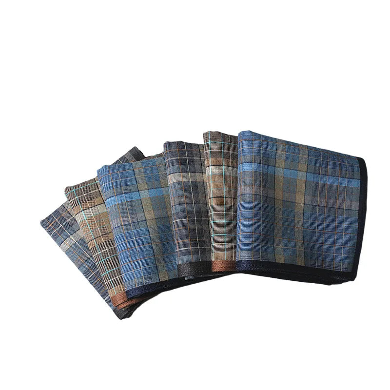 (Pack of 4) /lot Cotton handkerchief dark plaid handkerchief classic retro handkerchief bag square towel business casual chest scarf