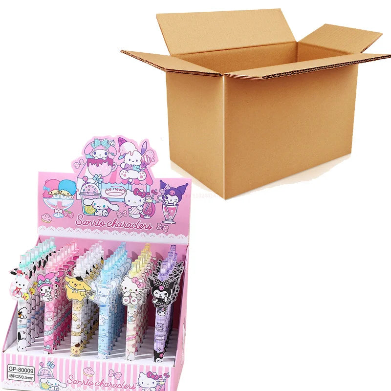 (Pack of 48) Sanrio Gel Pen New Lovely Hello Kitty Cinnamoroll Acrylic Patch Melody Cartoon Students Cute Supplies Stationery Wholesale
