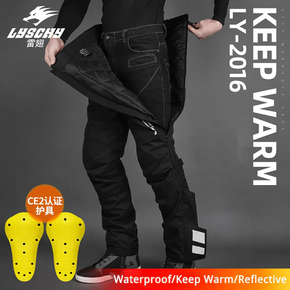Winter Quick Take Off Trousers Men's Motorcycle Quick Release Pants Built in CE Protectors Warm Waterproof Pants Motocross Pants