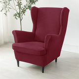 Polar Fleece Wing Chair Cover Stretch Wingback Sofa Covers Elastic Spandex Armchair Cover with Cushion Cover Furniture Protector