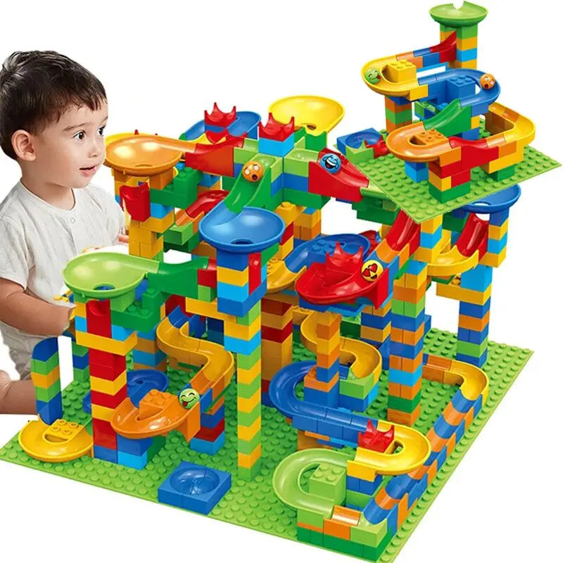 (Pack of 504) 84- Marble Race Run Block Small Size Building Blocks Funnel Slide Blocks DIY Creative Bricks Assemble Toys for Kids Gifts