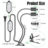 (Pack of 2) iGrowsla Dual-Head Reptile Heat Lamp Light with Timer 2/4/8H, 50W UVA/B Bulb Habitat and Clamp for Turtles, Lizard, Snake