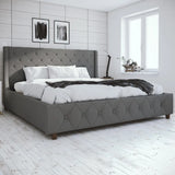 Mercer Upholstered Bed, King Gray Linen muebles de dormitorio queen bed frame bunk beds for kids loft bed