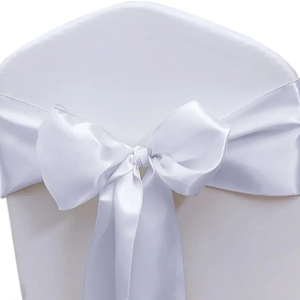 (Pack of 50) Wholesale 10/ Satin Chair Bow Sashes Wedding Chair Knot Ribbon Ties For Party Event Hotel Banquet Supplies Home Decorations