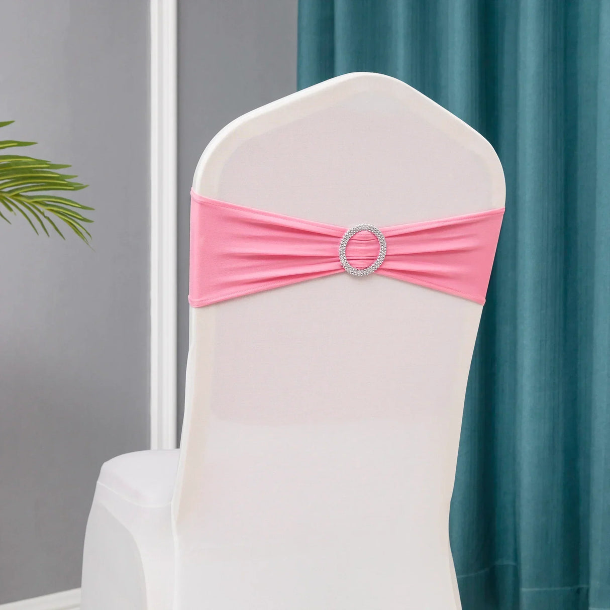 (Pack of 50) /lot Stretch Lycra Spandex Chair Covers Bands With Buckle Slider For Wedding Decorations Wholesale Chair Sashes Bow