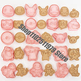 8 Piece Christmas pokemon Cartoon Pikachu Cookie Set Pokemon Pikachu Action Figures DIY Cake Printing Stencils Birthday Gifts